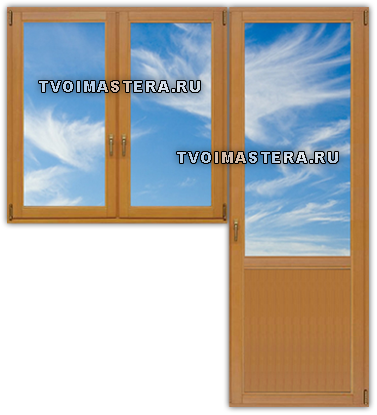 цена реставрации для двухстворчатых деревянных окон с дверью со стеклопакетами